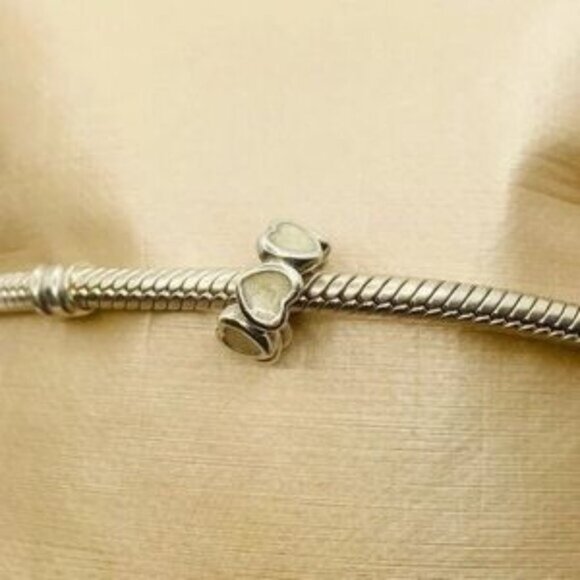 EUC Pandora Sterling Silver Abundance of Love Spacer w/ Silver Enamel - Picture 4 of 5